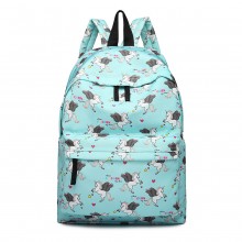 E1401 UN - Miss Lulu Large Backpack Unicorn Print - Blue